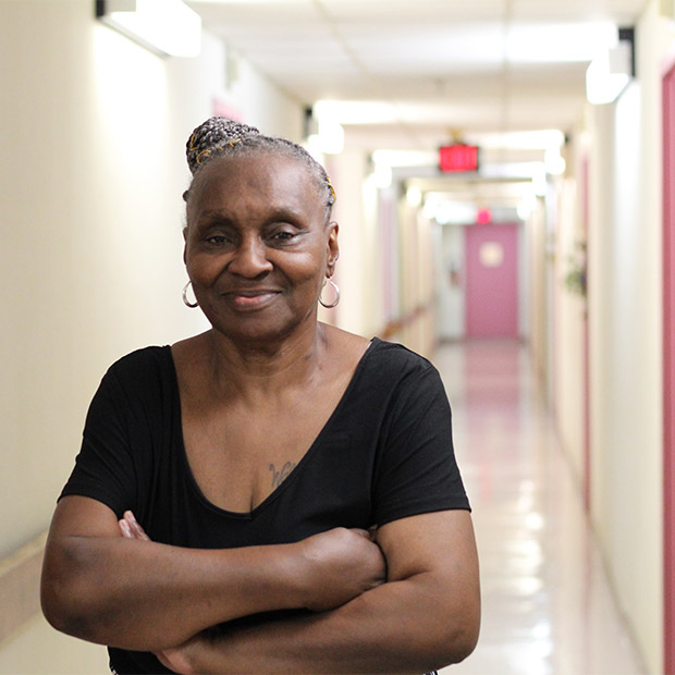 RRHA resident inside public housing building