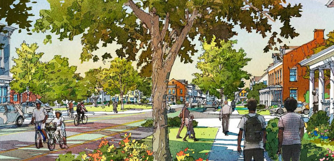 Rendering of Creighton Court redeveloped community by The Community Builders