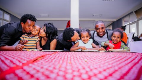 extended family posing for a photo