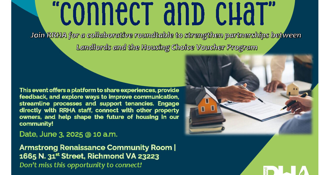 A poster advertising the "Connect and Chat" Landlord Interest Meeting