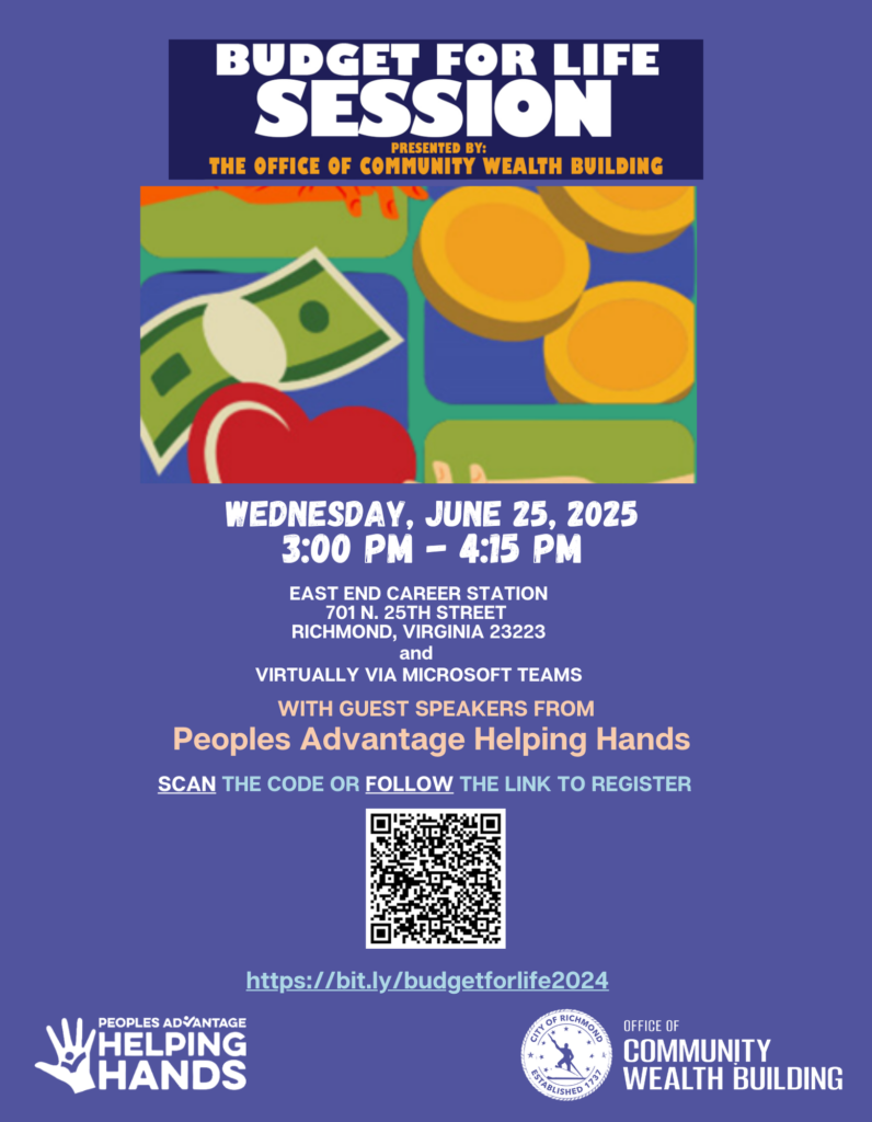 A flyer with details on the Budget for Life session on 6/25/25