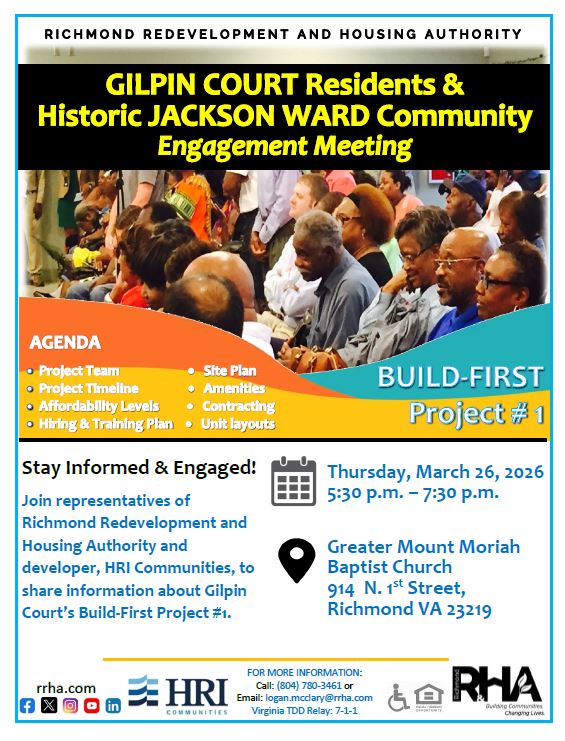 Gilpin Court Residents & Historic Jackson Ward Community Engagement Meeting Poster