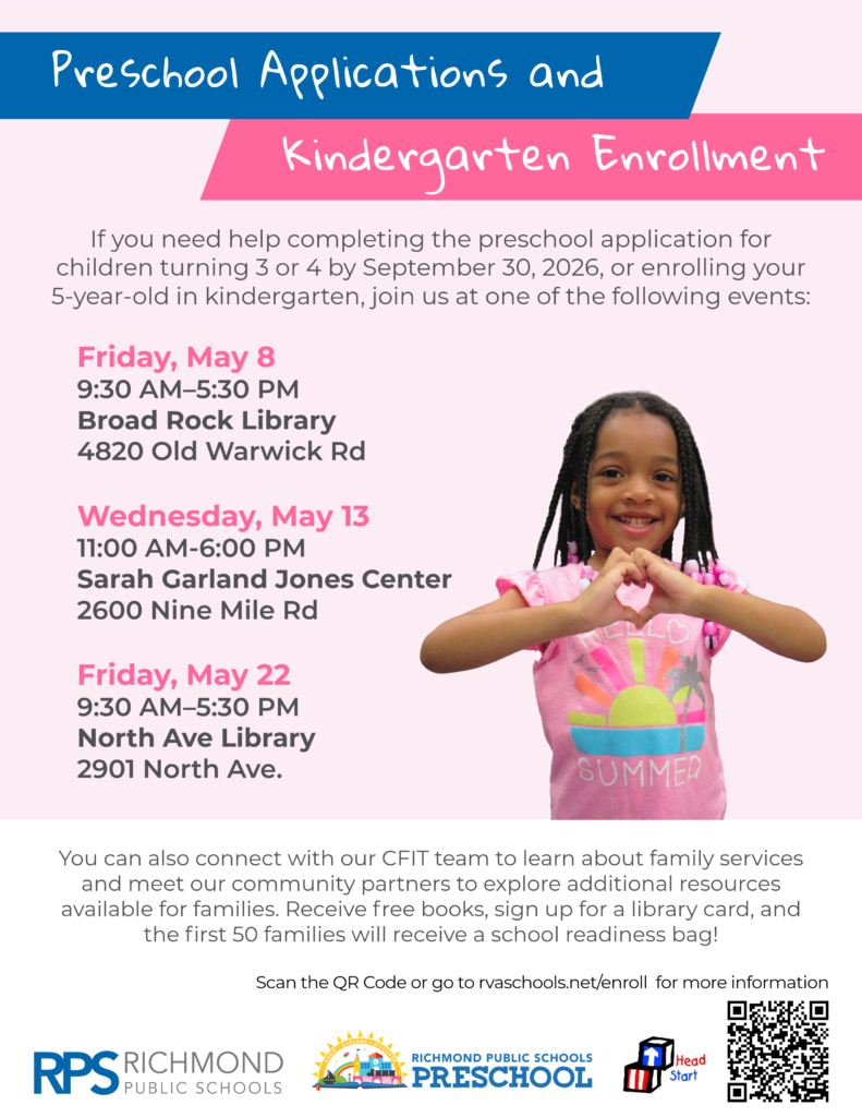 English flyer for May 2026 Preschool and Kindergarten Enrollment Event 