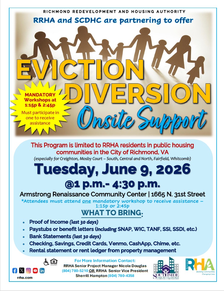 Event flyer for Eviction Diversion on June 9, 2026