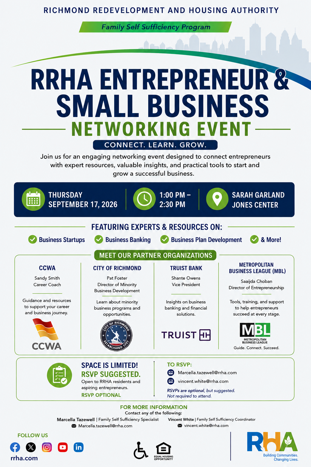 Flyer for Entrepreneur and small business networking event