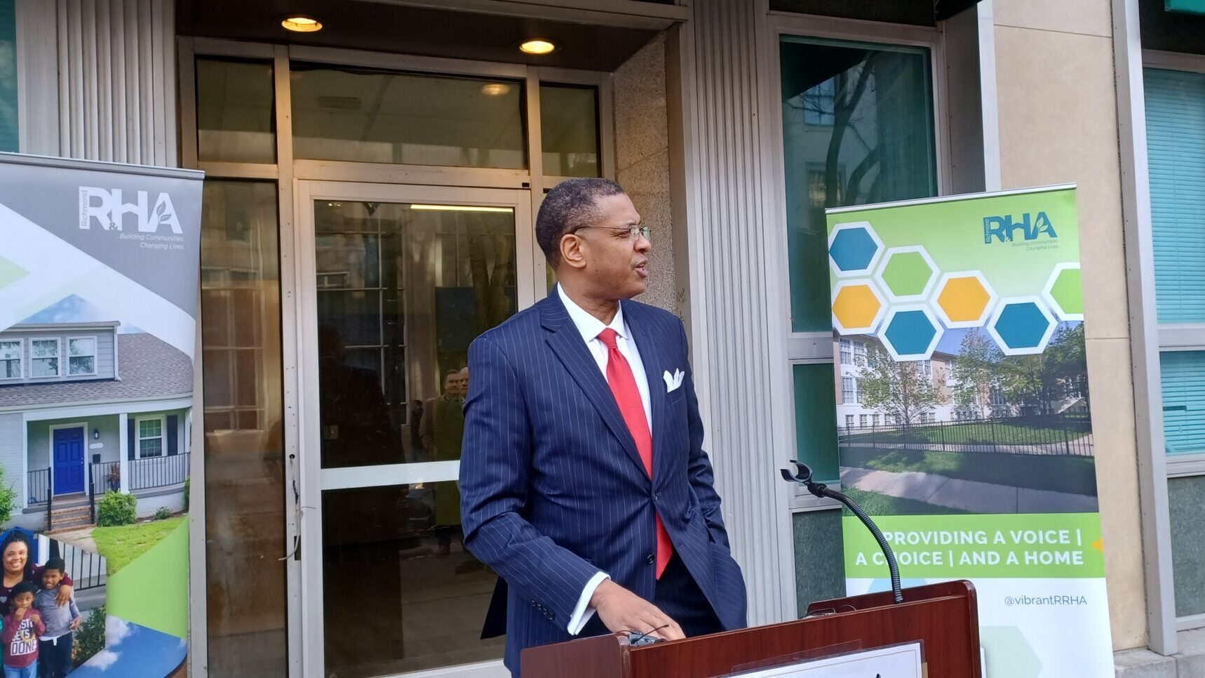 RRHA CEO Steven Nesmith speaking at 400 East Grace Street